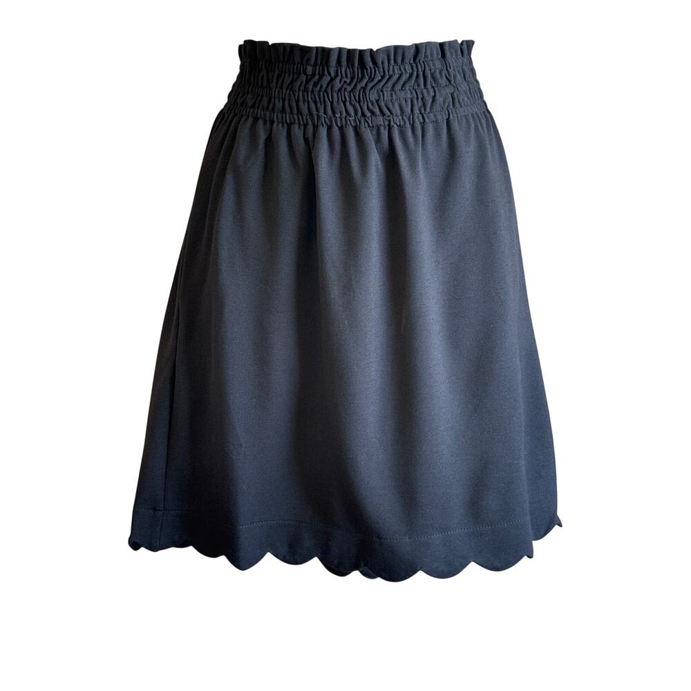 Tulip B Unique Vintage Black Scallop Retro A-line Mini Skirt L NWT